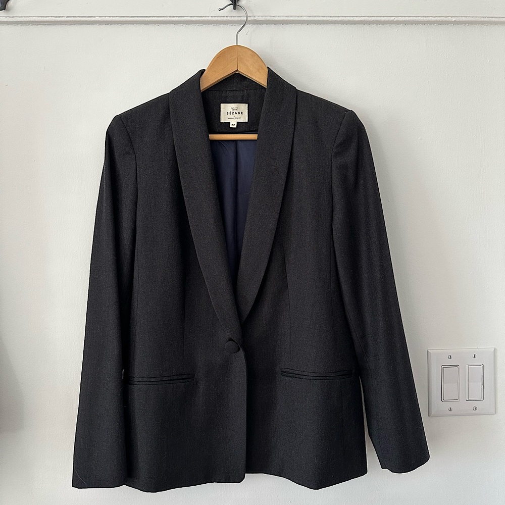 Sezane Brando Jacket, Charcoal Gray, Size 42